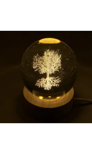 Hayat Ağacı Işıklı Cam Küre
