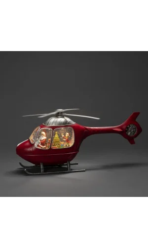 Helikopter Tasarımlı Işıklı Müzikli Kar Küresi