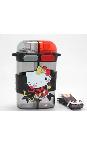 Hello Kitty Figürlü Çift Bölmeli Pipetli Suluk