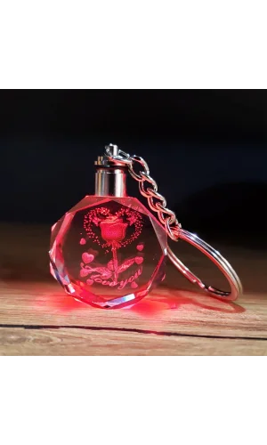 I Love You Gül Tasarım Renk Değiştiren Anahtarlık