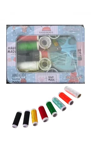 İplik Set Teneke Kutu Kare Plastik Dikiş Seti