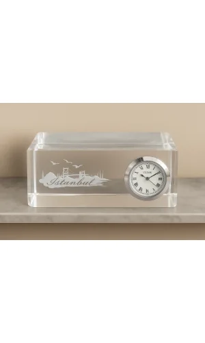 İstanbul Tasarımlı Kristal Saatli Biblo