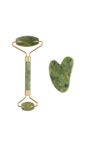 Jade Roller Gua Sha Taşı Seti