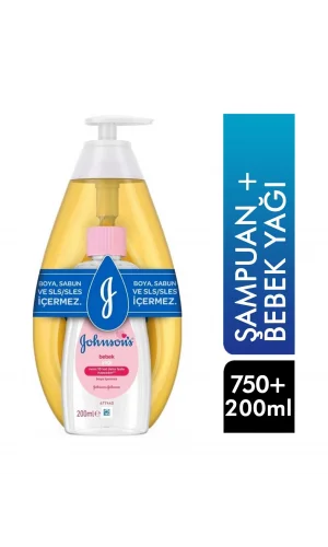 Johnsons Baby Gold Şampuan 750 ml + Bebek Yağı 200 ml