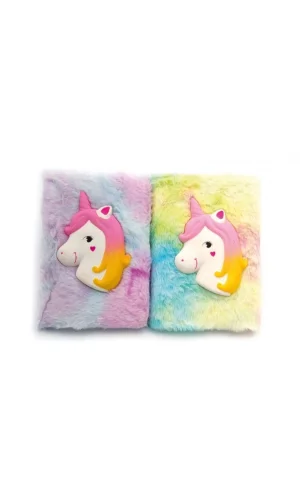 Kabartmalı Unicorn Tasarımlı Peluş Hatıra Defteri