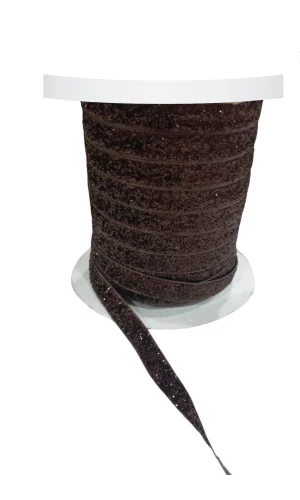 Kadife Kurdele Simli 1 cm Kahverengi 2 Metre