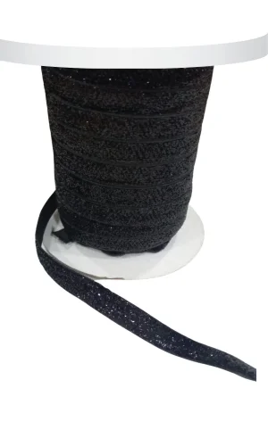 Kadife Kurdele Simli 1 cm Siyah 2 Metre