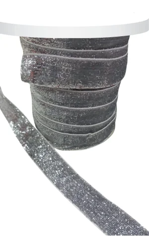 Kadife Kurdele Simli 2 cm Gümüş 5 Metre