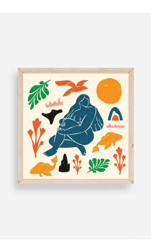 Kadın Ahşap Çerçeveli Tablo