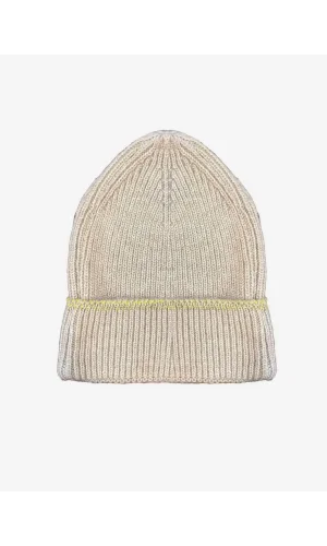 Kadın Dokuma Simli Triko Bere - Bej