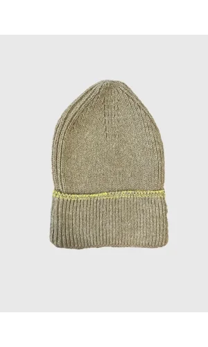 Kadın Dokuma Simli Triko Bere - Kahverengi