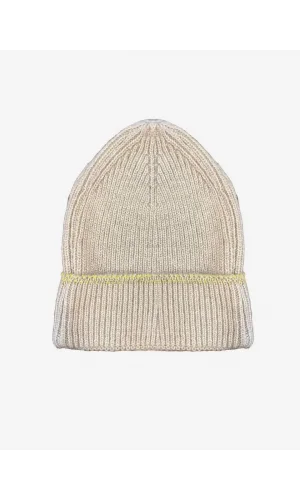 Kadın Dokuma Simli Triko Bere - Krem