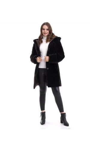 Kadın Reks Kapüşonlu - Kahverengi