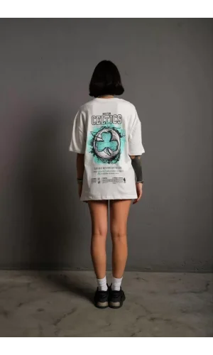 Kadın Sırt Baskılı T-shirt - Beyaz