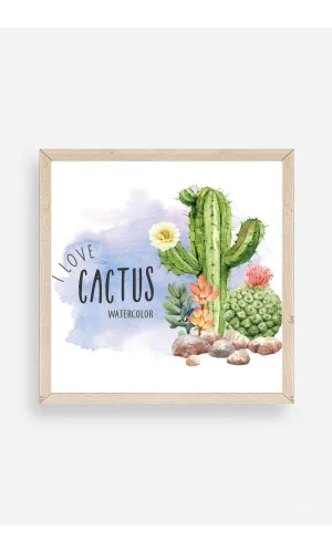 Kaktüs Ahşap Çerçeveli Tablo