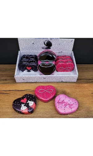 Kalpli Love Tasarımlı Cep Aynası