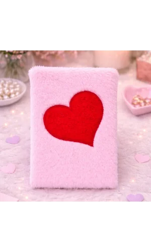 Kalpli Pembe Peluş Defter