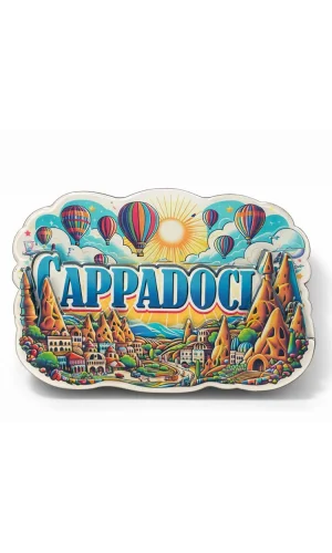 Kapadokya Temalı Ahşap Buzdolabı Magneti Model 1