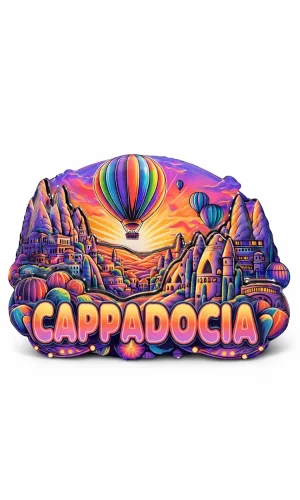 Kapadokya Temalı Ahşap Buzdolabı Magneti Model 2