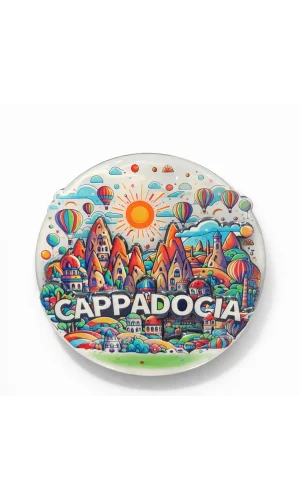 Kapadokya Temalı Ahşap Buzdolabı Magneti Model 3