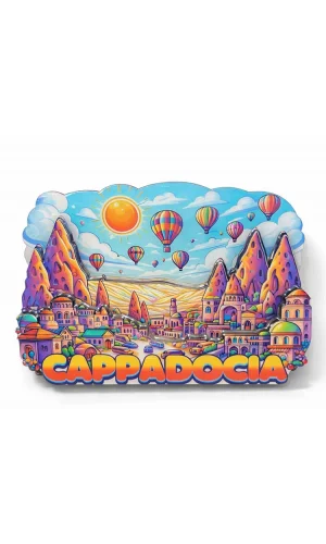 Kapadokya Temalı Ahşap Buzdolabı Magneti Model 4