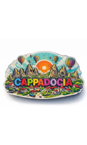 Kapadokya Temalı Ahşap Buzdolabı Magneti Model 5