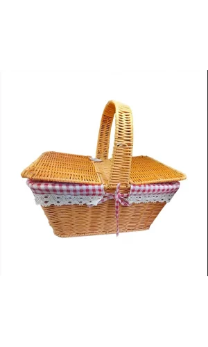 Kapaklı Hasır Piknik Sepeti