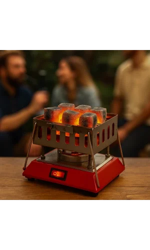 Kare Krom Elektrikli Nargile Köz Ocağı