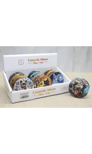 Kedi Taşlı El Aynası Yuvarlak İnce