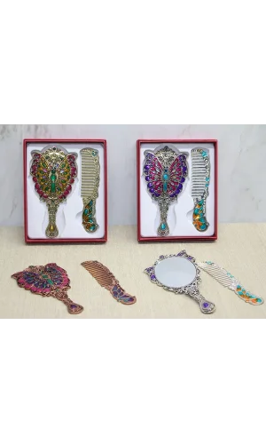 Kelebek Ayna Ve Tarak Seti Küçük Boy