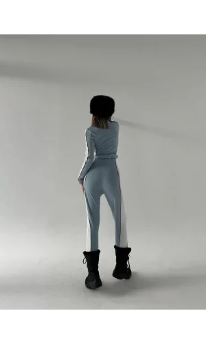 Kemer Detaylı Fermuarlı Tulum - Bebe Mavisi