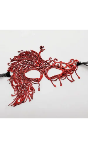 Kırmızı Dantel Masquerade Maskesi 4 No