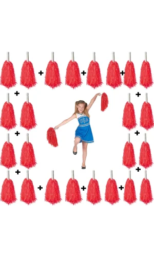 Kırmızı Gösteri Ponponu - 12 Çift