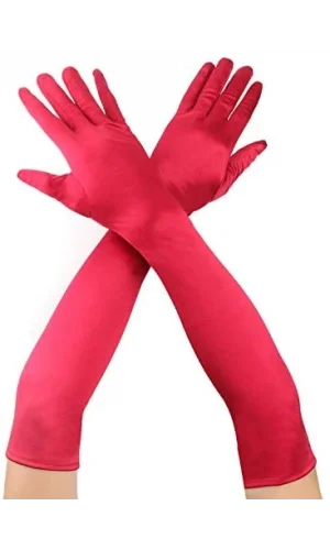 Kırmızı Renk Uzun Kumaş Eldiven