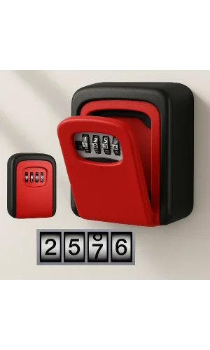 Kırmızı Şifreli Anahtar ve Eşya Saklama Güvenlik Kasası