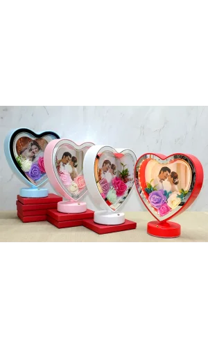 Kişiye Özel Fotoğraf Alanlı Kalpli Led Çerçeve Model 2