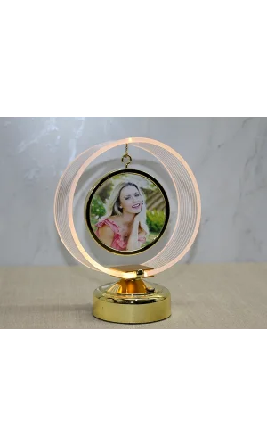 Kişiye Özel Fotoğraf Alanlı Yuvarlak Led Çerçeve