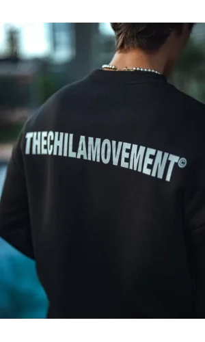 Kışlık Bisiklet Yaka Oversize Baskılı SweatShirt - Siyah