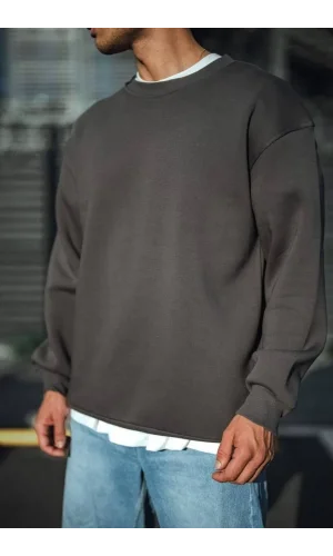 Kışlık Bisiklet Yaka Üç İplik Basic SweatShirt - Antrasit