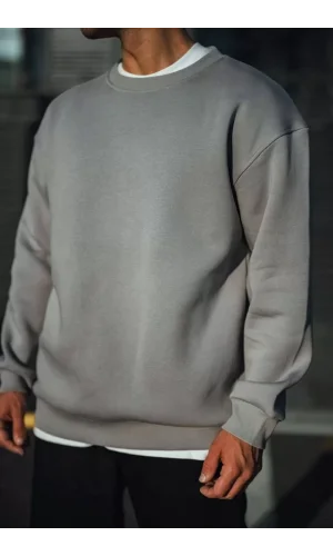 Kışlık Bisiklet Yaka Üç İplik Basic SweatShirt - Boyalı Gri