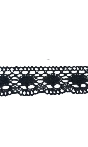 Kopanaki Dantel en 5 cm Badem Model Siyah 10 Metre