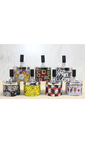 Küçük Boy Metal Renkli Basmalı Küllük Yuvarlak