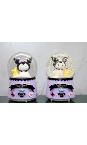 Kuromi İçi Dönmeli Püskürtmeli Işıklı Müzikli Kar Küresi Büyük Boy Model 2