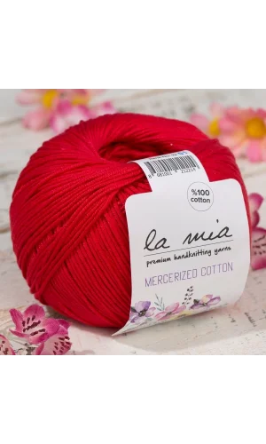 La Mia Mercerized Cotton Kırmızı El Örgü İpi - 19 - 33597