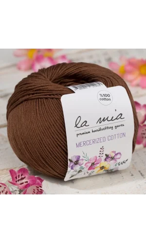 La Mia Mercerized Cotton Koyu Kahverengi El Örgü İpi - 228 - 33579