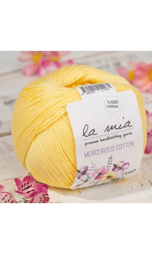 La Mia Mercerized Cotton Sarı El Örgü İpi - 177 - 33584