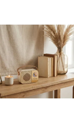 LED Aydınlatmalı Hoparlör Bej