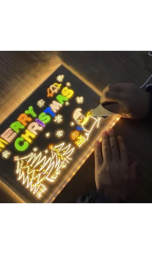 LED Aydınlatmalı Yazı ve Çizim Tahtası - Büyük Boy 30x20 cm
