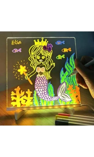 LED Aydınlatmalı Yazı ve Çizim Tahtası - Küçük Boy 20x20 cm