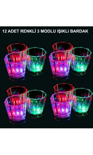 LED Işıklı Eğlence Bardak Seti 12 Adet